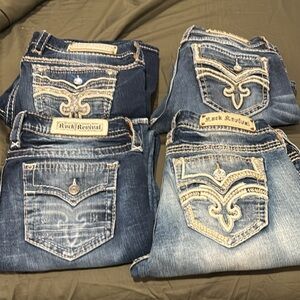 Rock Revival Women's Dark and Light Blue Jeans